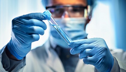 Scientist Examining Bacteria Sample in Test Tube for Medical Research
