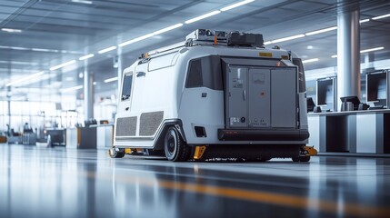 Fototapeta premium Innovative office floor cleaning vehicles.