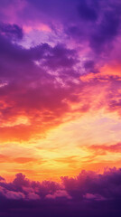 Fototapeta premium Purple and Orange Sunset Clouds Background Illustration