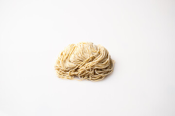 ramen noodles on the white background
