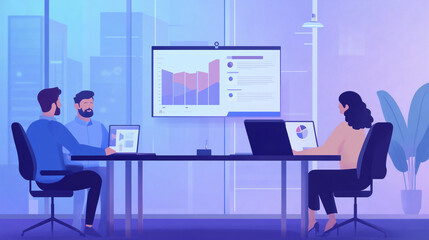 Business formal meeting conference discussion with coworker shareholder or client concentrate private ideas data report analysis businesspeople working find solution together in office,ai generat