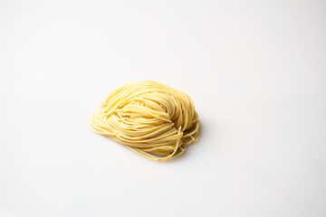 ramen noodles on the white background