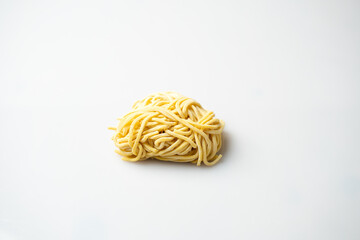 ramen noodles on the white background