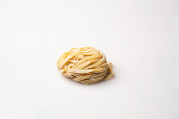 ramen noodles on the white background