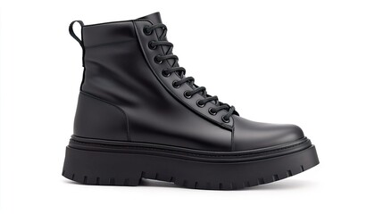 A combat boots on solid white background, single object