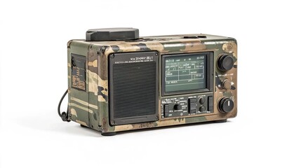 Fototapeta premium A military radio on solid white background, single object