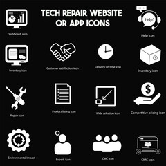 Tech repair website or app icons Art & Illustration