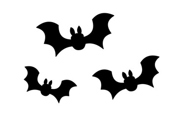 ハロウィンイメージの黒いコウモリのシンプルなイラスト素材