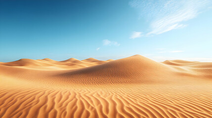 Desert Dunes Landscape with Blue Sky and Clouds - Realistic 3D Render