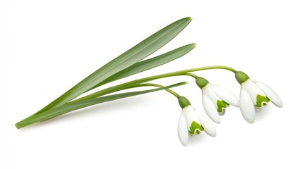 Fototapeta premium Snowdrop on solid white background, single object