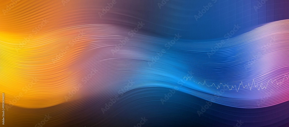 Aufkleber digital background with sound waves and data curves illuminated by orange light