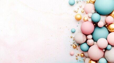 Abstract Background with Pink, Blue, and Yellow Bubbles in Light Watercolor