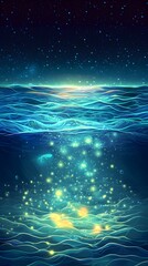 Night Ocean Waves Glowing