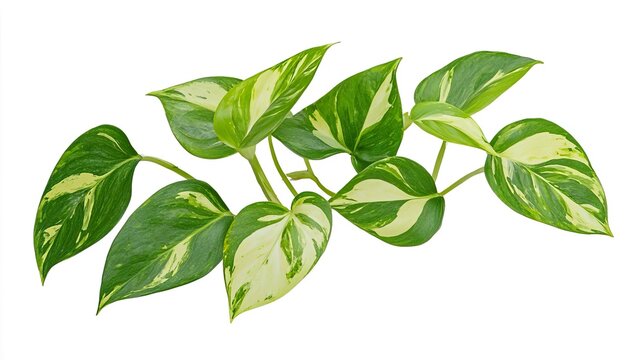 Pothos leaf on solid white background, single object