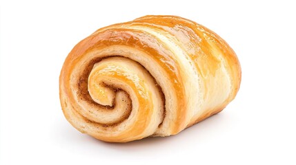 A cinnamon roll on solid white background, single object
