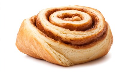 Fototapeta premium A cinnamon roll on solid white background, single object