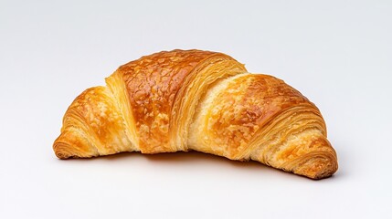 A croissant on solid white background, single object