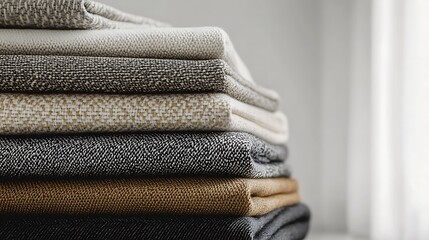 Stack of Fabric Swatches in Various Textures and Colors
