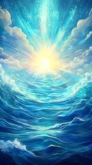 Ocean Sunset with Light Rays
