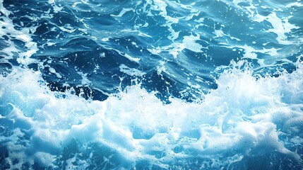 Fototapeta premium A serene view of ocean waves crashing gently, showcasing the beauty of nature's water landscape in vibrant blue hues.