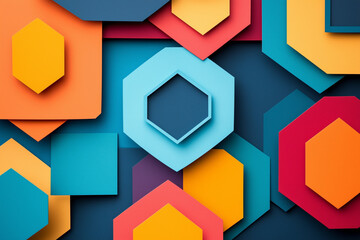 Geometric Papercut Design with Layered Hexagons Creating a 3D Effect