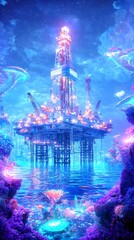 Fototapeta premium Oil Rig Undersea Dreamscape