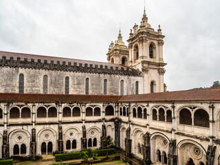 Obraz premium Cloister of Silence at Alcobaca monastery, Mosteiro de Santa Maria de Alcobaca at Alcobaca, Portugal