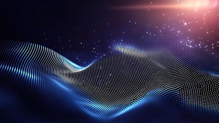 Stunning abstract wave design with glowing particles, creating a sense of depth and motion in a dark space.