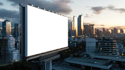 Empty Billboard in City During Sunset