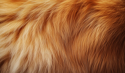 Fototapeta premium Close-Up of Fluffy Golden Brown Fur Texture - Soft and Natural Hair Background Detail