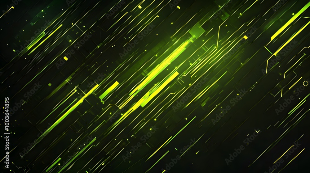 Poster a green background with yellow lines. the lines are in a pattern and are very thin