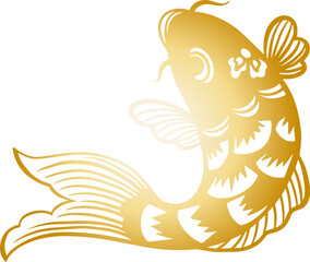 Chinese New Year golden koi fish paper cut window grille