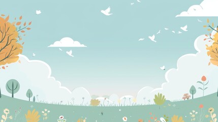 Simple and whimsical cartoon background with hand-drawn silhouettes.