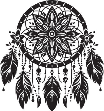 recommend clip art: Dream catcher silhouette vector illustration isolated on a white background