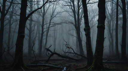 Obraz premium Mysterious Misty Forest in Twilight