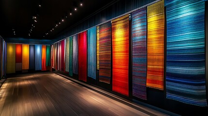 Fototapeta premium Gallery Wall of Vibrant Woven Tapestries
