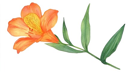 Obraz premium Watercolor clipart of a single alstroemeria, isolate on white background