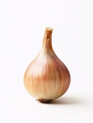 Fototapeta premium A minimalist mockup showcasing an isolated shallot bulb against a pristine white backdrop, ideal for culinary graphics and recipe showcases.