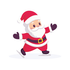 Cartoon Santa Claus Ice Skating Illustration