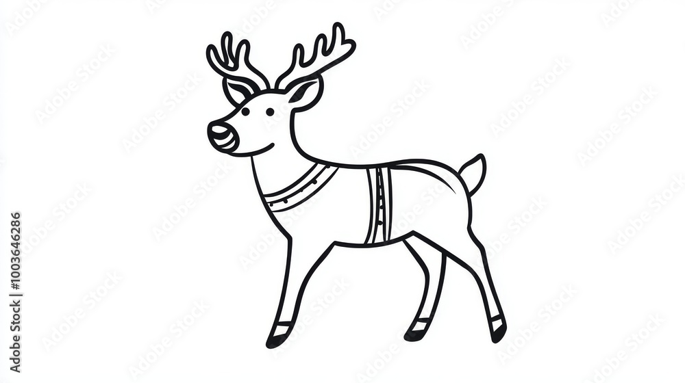 Poster simple outline of a reindeer with a simple harness.