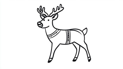 Obraz premium Simple outline of a reindeer with a simple harness.