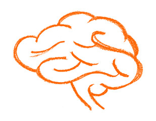 Brain Icon Crayon Chalk Drawing Vector