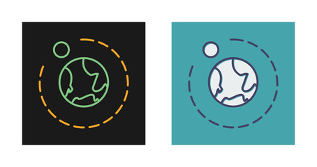 Moons Orbiitting Earth Vector Icon