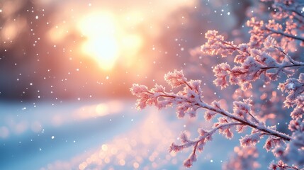 Beautiful winter christmas background with snow natural scene. Winter wallpaper for your design 