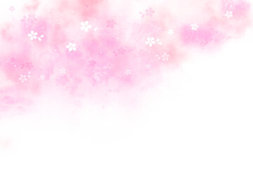 舞う桜のシルエット（背景はピンク系のパステルカラー）