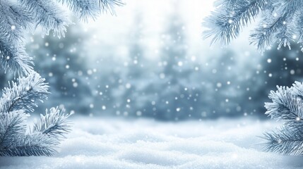 Beautiful winter christmas background with snow natural scene. Winter wallpaper for your design 