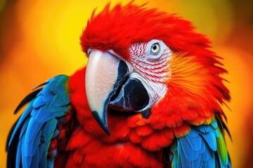 Obraz premium tropical macaw perched vibrant feathers in focus