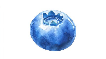 Watercolor clipart of a single blueberry, isolate on white background