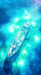 Obraz premium Sunken Ship Aerial View