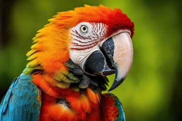 Fototapeta premium tropical macaw perched vibrant feathers in focus
